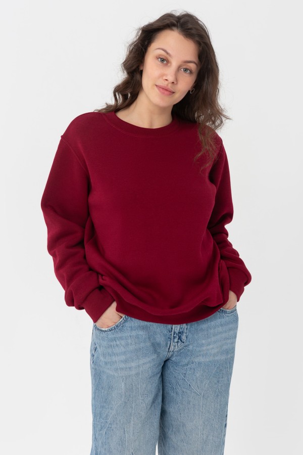  Bordo Sweatshirt Woman L-44-46-Woman-(Женский)    Женский бордовый свитшот с начесом утепленный 