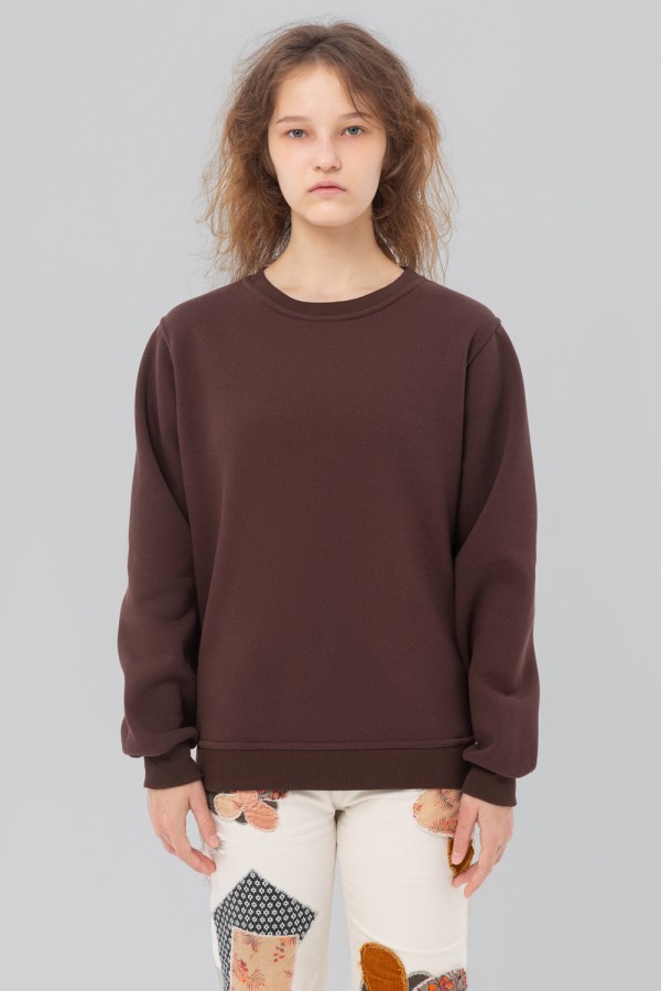  Brown Sweatshirt Woman 2XL-48-50-Woman-(Женский)    Женский коричневый свитшот с начесом утепленный 