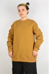 Женский свитшот с начесом утепленный цвет кэмэл