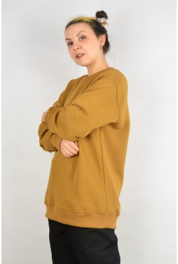 Женский свитшот с начесом утепленный цвет кэмэл