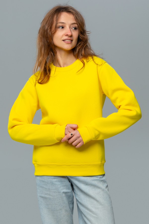  Yellow Lemon Sweatshirt Woman S-40-42-Woman-(Женский)    Женский лимонно желтый свитшот с начесом утепленный 