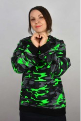 Свитшот милитари женский ярко-зеленый камуфляжный 