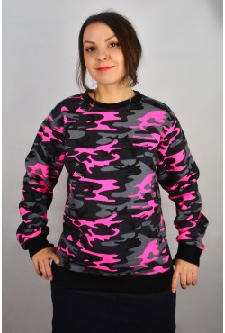 Свитшот милитари женский розовый неон камуфляжный