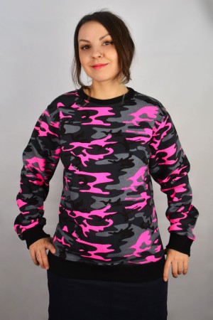 Свитшот милитари женский розовый неон камуфляжный