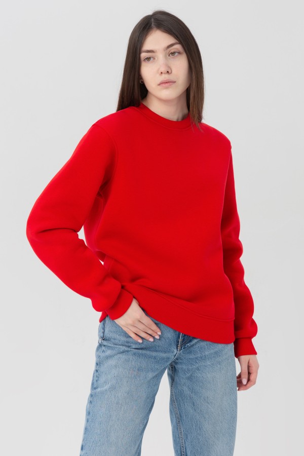  Red Sweatshirt Woman 3XL-50-52-Woman-(Женский)    Женский красный свитшот с начесом утепленный 