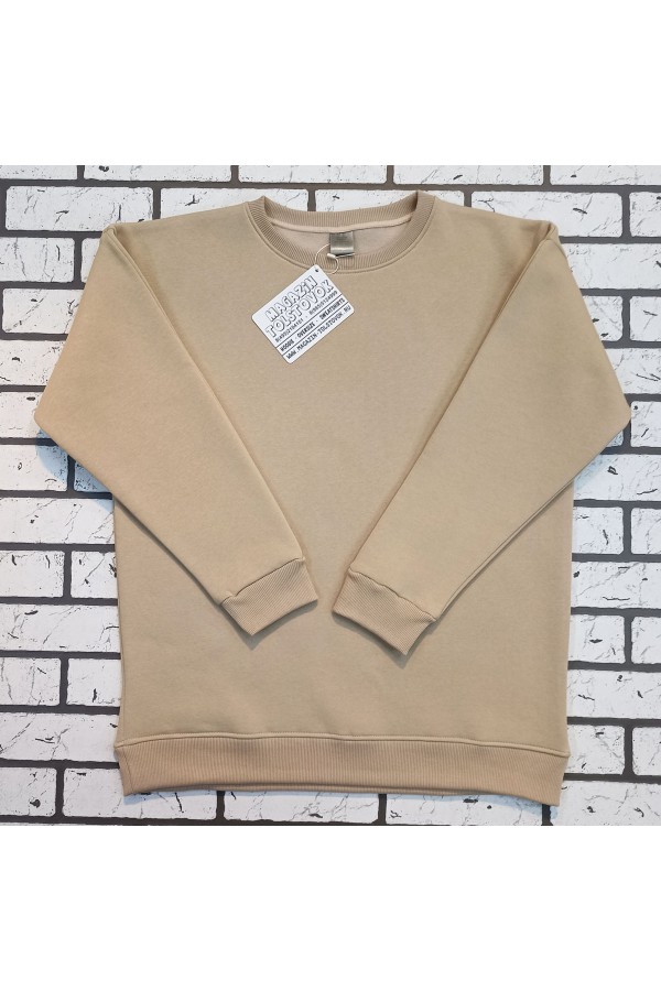 Бежевый свитшот оверсайз женский с начесом   Магазин Толстовок Женские оверсайз свитшоты теплые с начесом