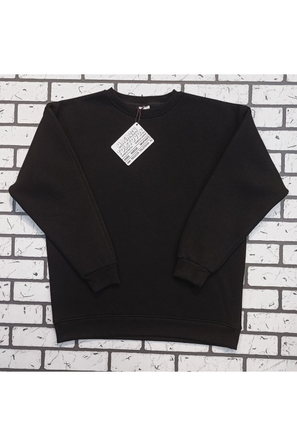 Черный Свитшот Оверсайз Утепленный Женский с начесом   Магазин Толстовок Женские оверсайз свитшоты теплые с начесом