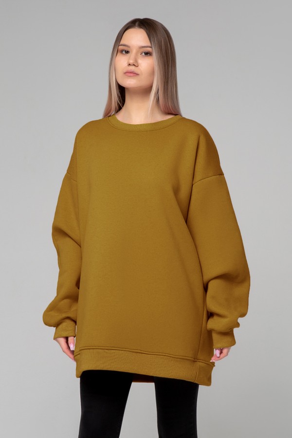 Свитшот оверсайз утепленный женский с начесом цвет кемел (ярко-коричневый) Camel winter sweatshirt OVERSIZE woman XXXL-56-Unisex-(Женский) Свитшот оверсайз утепленный женский с начесом цвет кемел (ярко-коричневый)