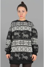  Sweatshirt oversize deer woman winter S-46-Unisex-(Женский)    Свитшот с оленями оверсайз женский 