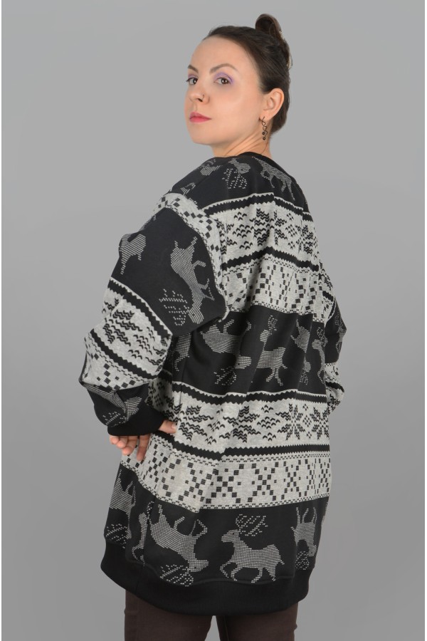 Свитшот с оленями оверсайз женский   Магазин Толстовок Женские оверсайз свитшоты теплые с начесом