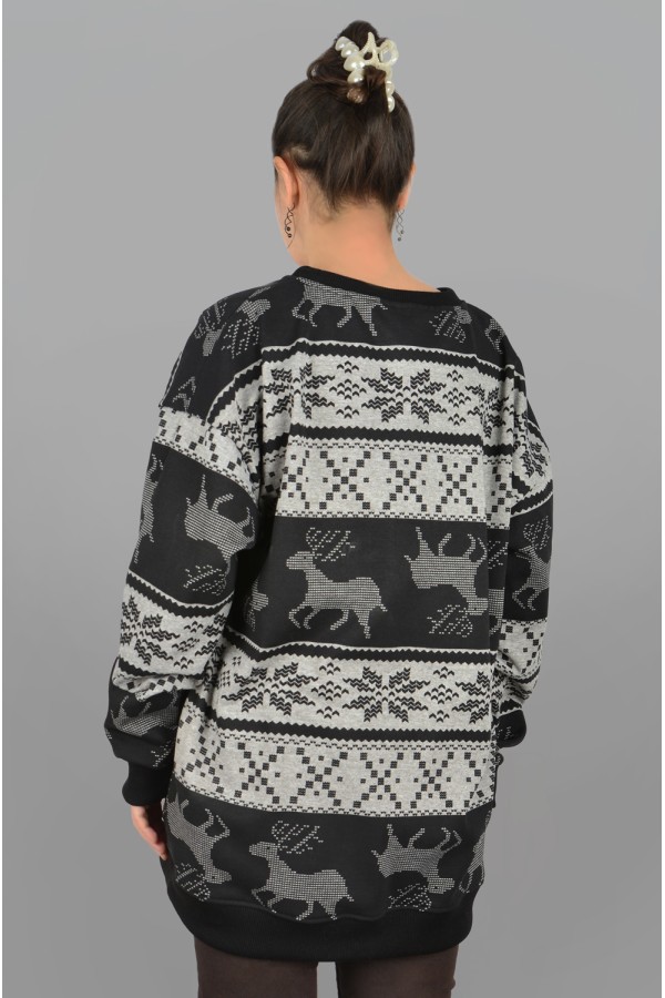 Свитшот с оленями оверсайз женский   Магазин Толстовок Женские оверсайз свитшоты теплые с начесом