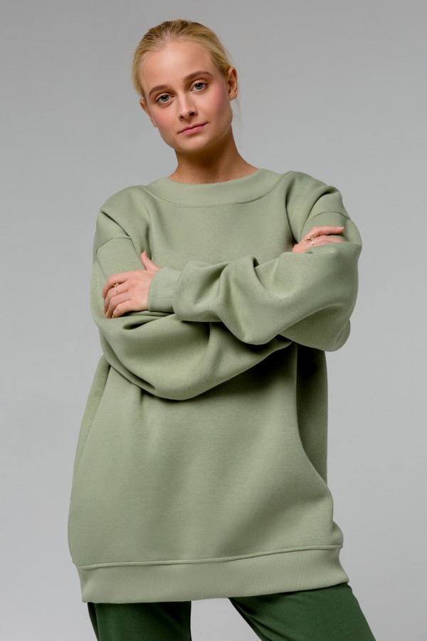  Pistachio winter sweatshirt OVERSIZE XL-52-Unisex-(Женский)    Фисташковый свитшот оверсайз женский с начесом 
