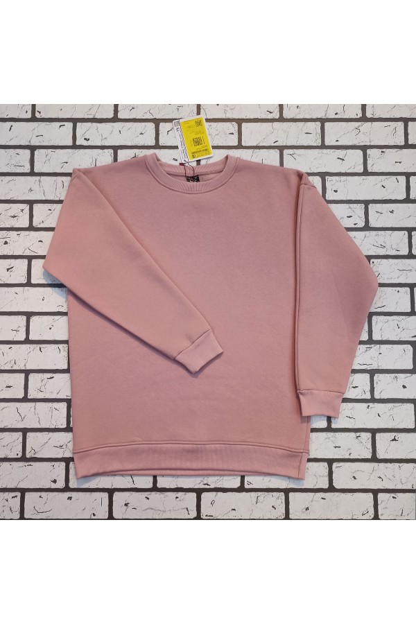 Пудровый (Пыльная Роза) Свитшот Оверсайз женский с начесом   Магазин Толстовок Женские оверсайз свитшоты теплые с начесом