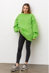 Свитшот оверсайз женский с начесом цвет зеленый васаби