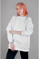 Белый свитшот оверсайз женский с начесом