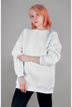 Белый свитшот оверсайз женский с начесом