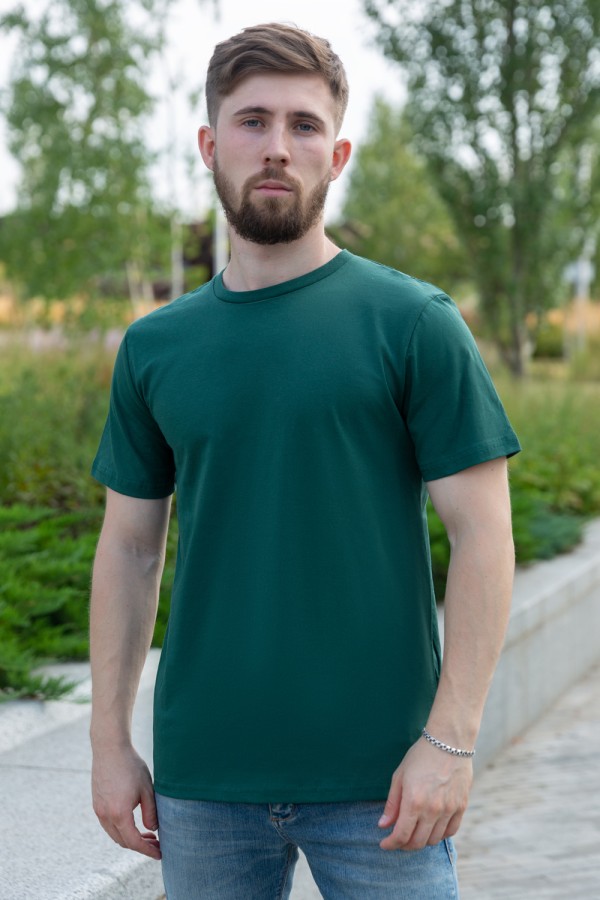  Dark Green Man T-shirt L-50-Unisex-(Мужской)    Мужская Тёмно-зелёная футболка 