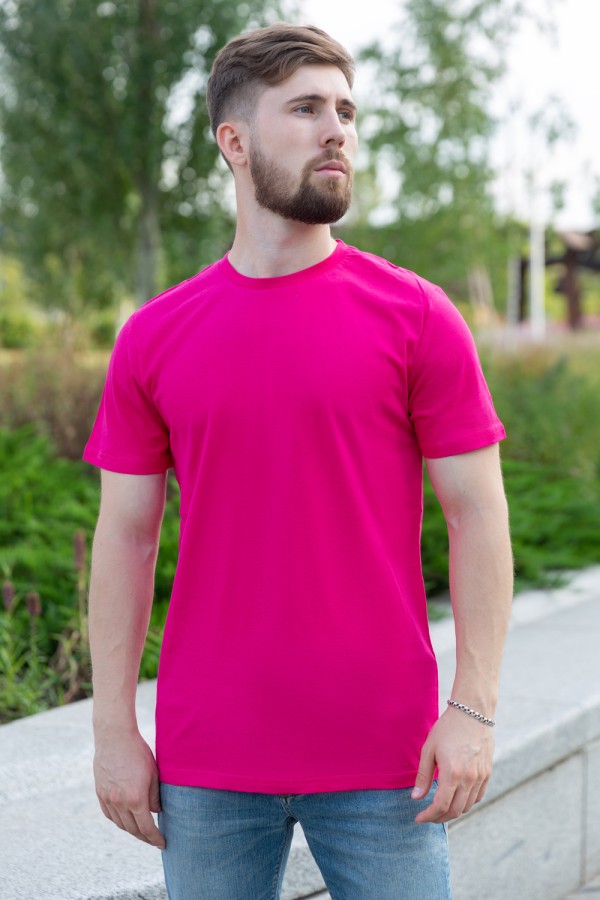  Raspberry-T-shirt L-50-Unisex-(Мужской)    Мужская малиновая футболка 
