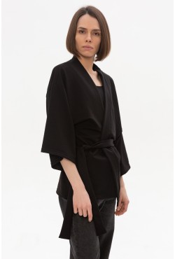 Женский черный жакет кимоно трикотажный 220гр/м2| Black woman kimono jacket
