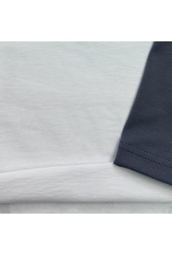 Мужской лонгслив белый с серым (бетон) контрастный трикотажный белая основа серый рукав