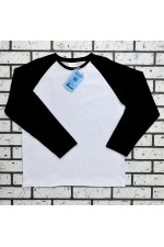 Женский лонгслив черно-белый контрастный трикотажный белая основа черный рукав   Магазин Толстовок Контрастный лонгслив женский