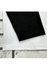 Женский лонгслив черно-белый контрастный трикотажный белая основа черный рукав   Магазин Толстовок Контрастный лонгслив женский