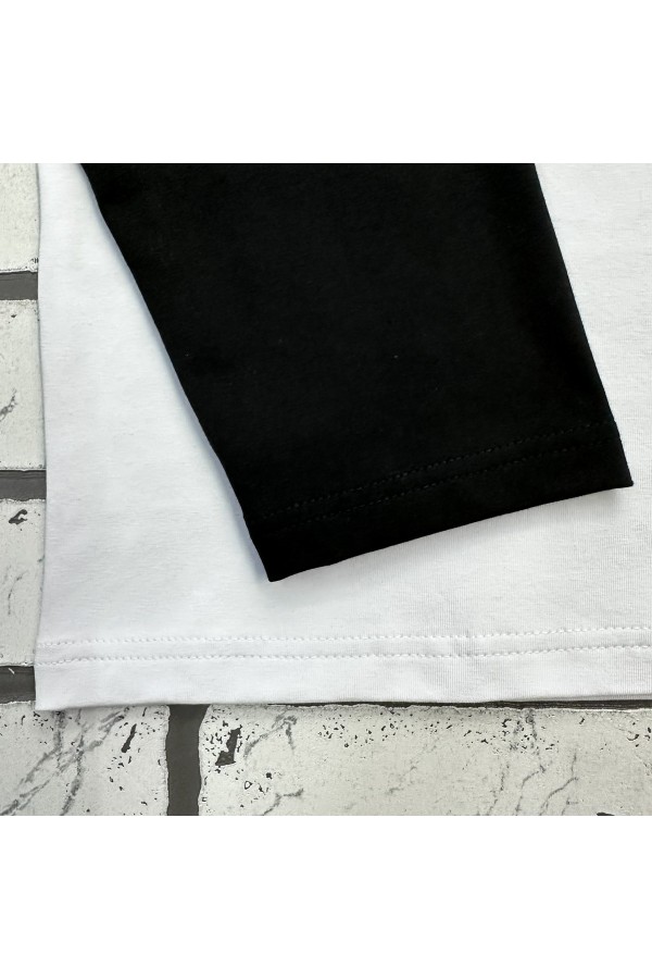 Женский лонгслив черно-белый контрастный трикотажный белая основа черный рукав   Магазин Толстовок Контрастный лонгслив женский