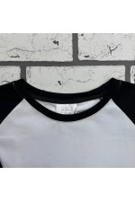 Женский лонгслив черно-белый контрастный трикотажный белая основа черный рукав   Магазин Толстовок Контрастный лонгслив женский