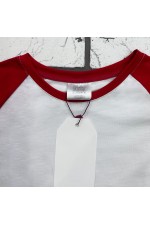 Женский лонгслив белый с красным контрастный трикотажный белая основа красный рукав   Магазин Толстовок Контрастный лонгслив женский