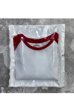 Женский лонгслив белый с красным контрастный трикотажный белая основа красный рукав   Магазин Толстовок Контрастный лонгслив женский