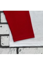 Женский лонгслив белый с красным контрастный трикотажный белая основа красный рукав   Магазин Толстовок Контрастный лонгслив женский