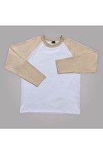 Женский лонгслив реглан контрастный белый с бежевым трикотажный Longsleeve white beige woman XS-38-40-Woman-(Женский) Женский лонгслив реглан контрастный белый с бежевым трикотажный
