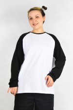  Longsleeve black-white woman XS-38-40-Woman-(Женский)    Женский лонгслив черно-белый контрастный трикотажный белая основа черный рукав 