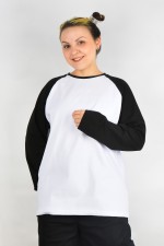 Женский лонгслив черно-белый контрастный трикотажный белая основа черный рукав   Магазин Толстовок Контрастный лонгслив женский