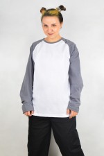  Longsleeve white-middle-grey woman XS-38-40-Woman-(Женский)    Женский лонгслив белый с серым (бетон) контрастный трикотажный: белая основа серый рукав 