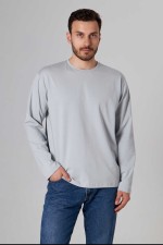  Longsleeve light  grey t-shirt man S-46-Unisex-(Мужской)    Мужской лонгслив классический трикотажный цвет бетон (светло-серый) 