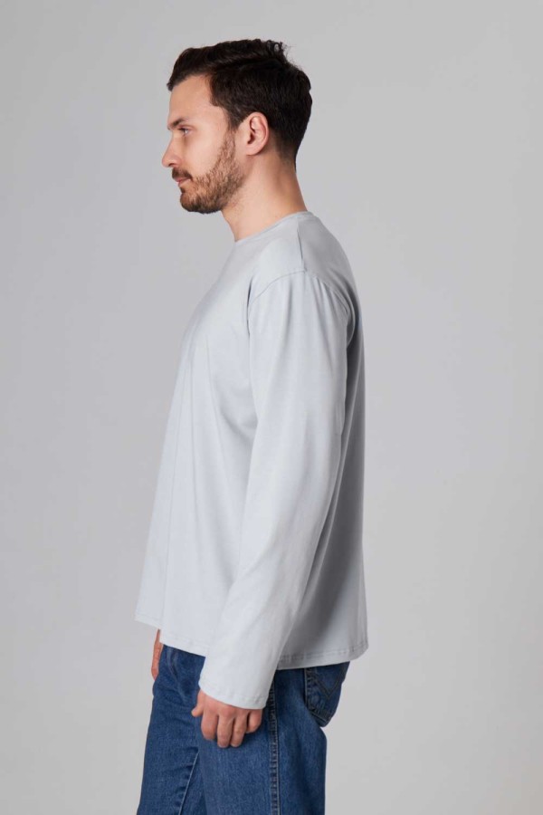 Мужской лонгслив классический трикотажный цвет бетон (светло-серый)   Магазин Толстовок Лонгсливы из кулирки базовые мужские