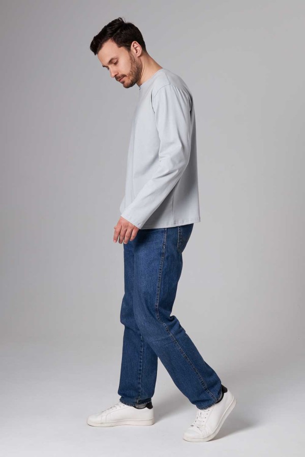 Мужской лонгслив классический трикотажный цвет бетон (светло-серый)   Магазин Толстовок Лонгсливы из кулирки базовые мужские