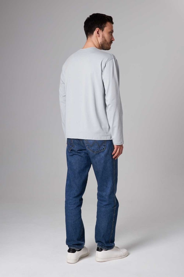 Мужской лонгслив классический трикотажный цвет бетон (светло-серый)   Магазин Толстовок Лонгсливы из кулирки базовые мужские