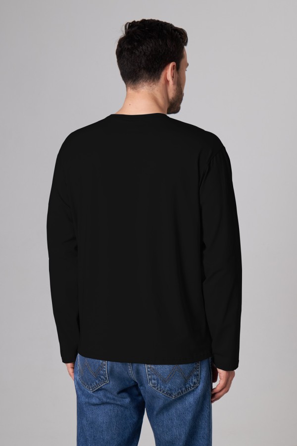 Мужской лонгслив классический трикотажный черный   Магазин Толстовок Все худи толстовки свитшоты больших размеров