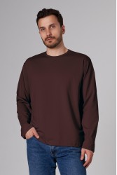 Мужской лонгслив классический трикотажный коричневый