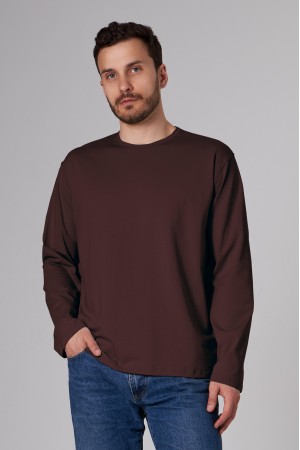 Мужской лонгслив классический трикотажный коричневый