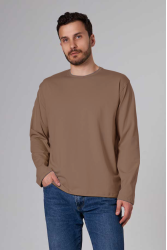 Мужской лонгслив классический трикотажный цвет какао