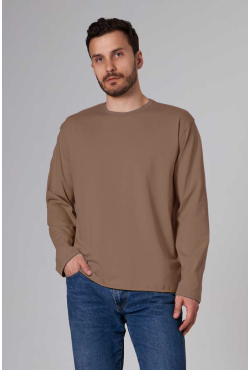Мужской лонгслив классический трикотажный цвет какао