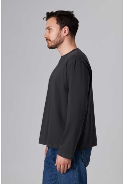 Мужской лонгслив классический трикотажный графитовый