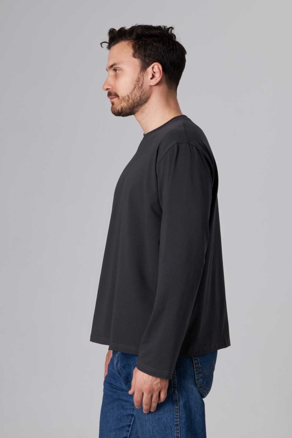 Мужской лонгслив классический трикотажный графитовый   Магазин Толстовок Лонгсливы из кулирки базовые мужские