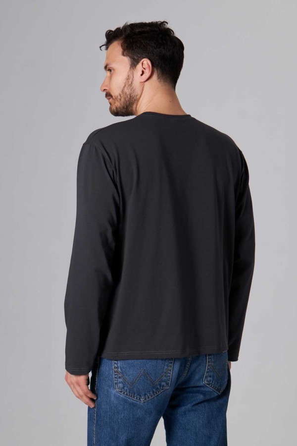 Мужской лонгслив классический трикотажный графитовый   Магазин Толстовок Лонгсливы из кулирки базовые мужские