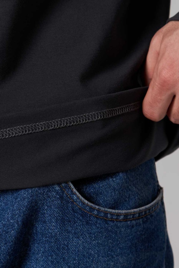 Мужской лонгслив классический трикотажный графитовый   Магазин Толстовок Лонгсливы из кулирки базовые мужские