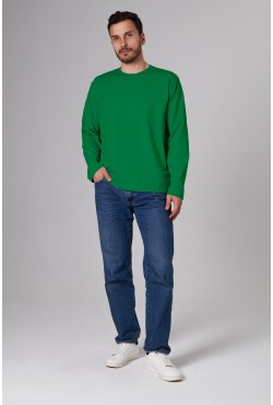 Мужской лонгслив классический трикотажный зеленый