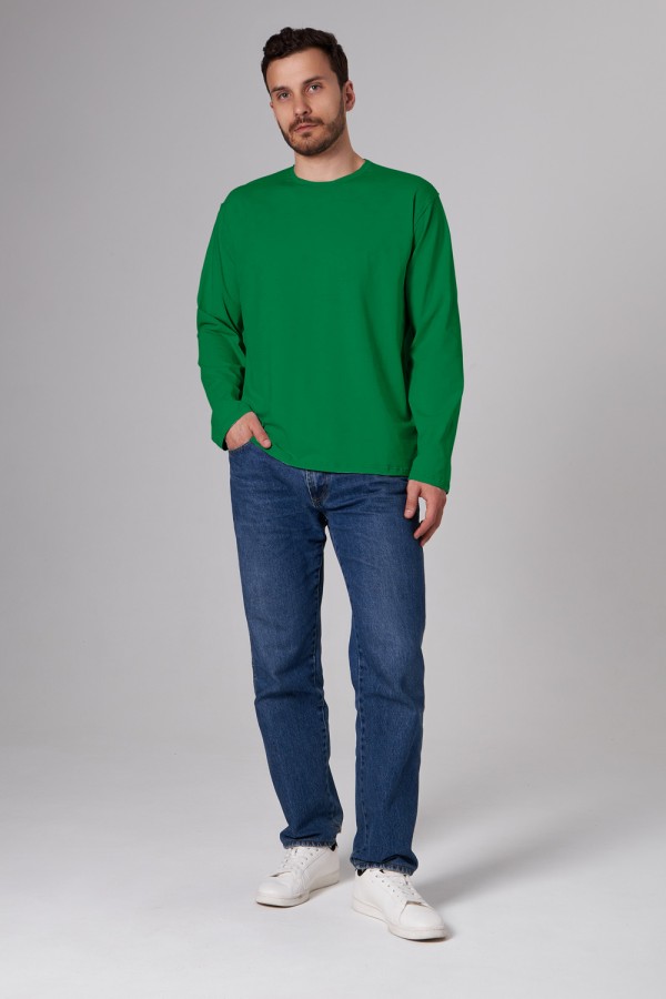 Мужской лонгслив классический трикотажный зеленый   Магазин Толстовок Лонгсливы из кулирки базовые мужские